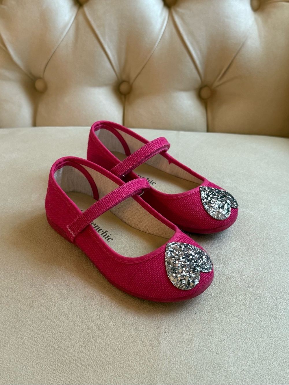 Childrenchic Girls’ Mary Jane Shoes EU 25 Pink with Silver Glitter Heart